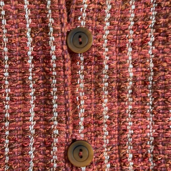 Zonda Nellis Tweed Woven art-to-wear Jacket button front Long Cardigan - Picture 5 of 16